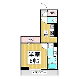 アーバンクレスト桐 1Kの間取図画像