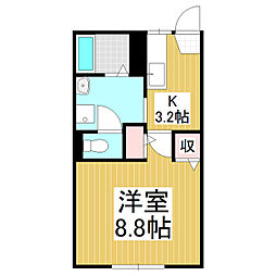 サライ21A 1Kの間取図画像