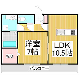 ヴェーチェル里山辺 1LDKの間取図画像
