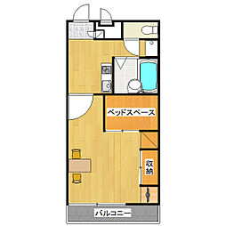 レオパレスブルーム 1Kの間取図画像