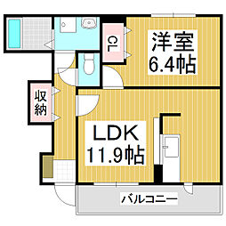 サニーサイドレジデンス 1LDKの間取図画像
