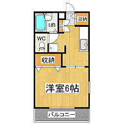 メゾンポム 1Kの間取図画像