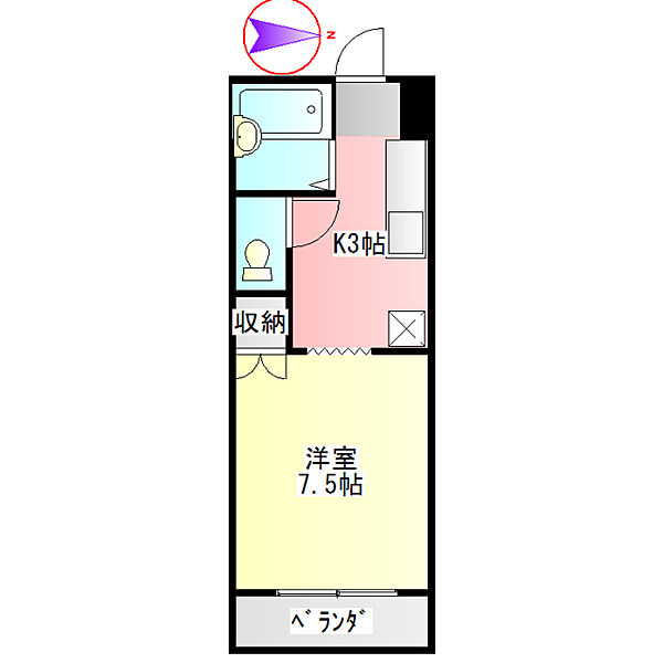 カサブランカ 202｜岐阜県岐阜市黒野南２丁目(賃貸アパート1K・2階・23.60㎡)の写真 その2