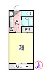第6ハイツタマキ 1Kの間取図画像