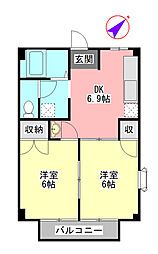 グリーンハイツC 2DKの間取図画像