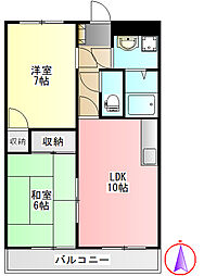 横幕レズィデンス1 2LDKの間取図画像