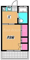 上野ハイツ 1Kの間取図画像