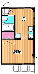 JR中央本線 三鷹駅 徒歩13分の賃貸マンション 1階1Kの間取り