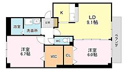 ヴィダフェリスB 2LDKの間取図画像