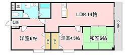 グランディ栗の木2 3LDKの間取図画像