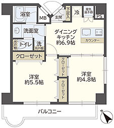 豊田ダイカンプラザ 2DKの間取図画像