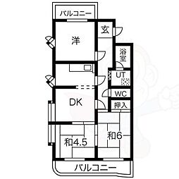 音聞ハイツ 3DKの間取図画像