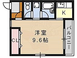 シャンブル平野 1Kの間取図画像