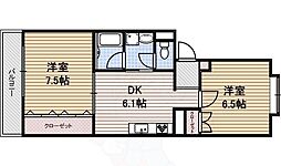 アーバンハウスないとう 4階2DKの間取り