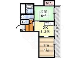 小川ビル 2DKの間取図画像