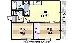グリーン西山 2LDKの間取図画像