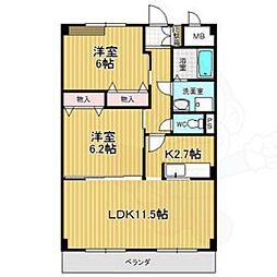 ブランジュ水広 1階2LDKの間取り