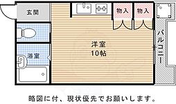 ヴィラ奥田 ワンルームの間取図画像