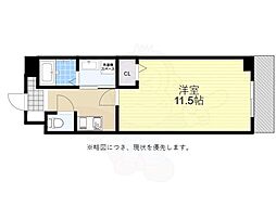 グランドールスクエア 2階1Kの間取り