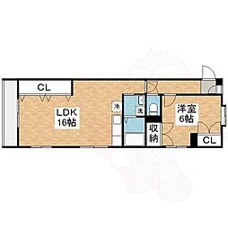 パークレン折戸 1LDKの間取図画像