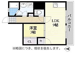 名豊第2ビル 1LDKの間取図画像