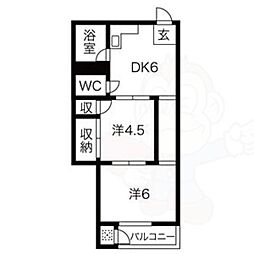 中源ビル 2DKの間取図画像
