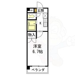 エクセルヒルズ 1Kの間取図画像