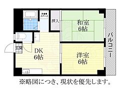 エーデルハイム成田 2DKの間取図画像