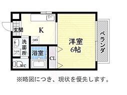 秋月荘 ワンルームの間取図画像