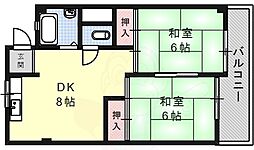 小林ビル 2DKの間取図画像