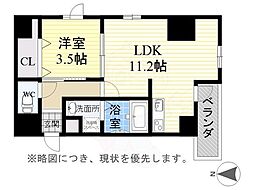 ボナール・ド・フルール 1LDKの間取図画像