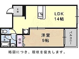 新宿ビル 1LDKの間取図画像