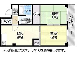 Gサイド白羽根 2DKの間取図画像