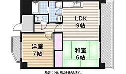 リーブ田の上 2LDKの間取図画像