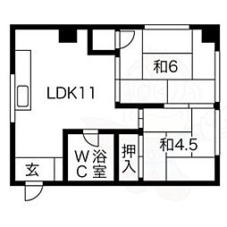 グランディーズ呼続 2LDKの間取図画像