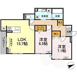 名古屋市昭和区広瀬町1丁目アパート 2LDKの間取図画像