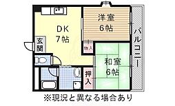 アビタシオン新瑞 2DKの間取図画像