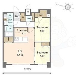 名古屋市名東区貴船1丁目マンション 2LDKの間取図画像