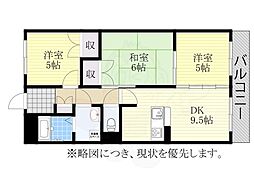 エポック篭山 3DKの間取図画像