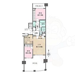 セントラルガーデンレジデンスA棟 2LDKの間取図画像