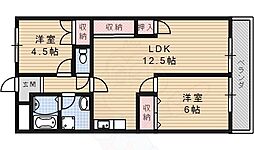 サンテラスタカギ 2LDKの間取図画像