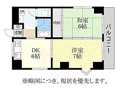 リビエールダンケ 2DKの間取図画像