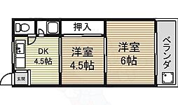 川島第二ビル 2DKの間取図画像