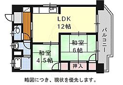 コーポ梨花苑 2LDKの間取図画像