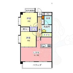 ホワイトドエル道徳 2LDKの間取図画像