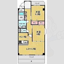 フォンティーヌ2 2LDKの間取図画像