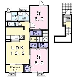 セントラルハーモニー1 2LDKの間取図画像
