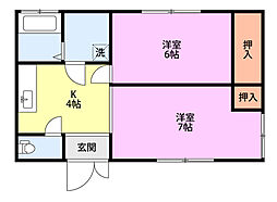 コーポアイリス3号 2Kの間取図画像