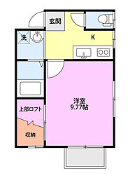 レイ・ガーデン 1Kの間取図画像