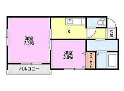 メルコート 2Kの間取図画像
